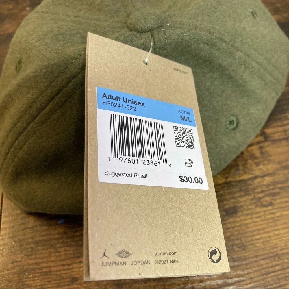 Nike Flight Fly Green Unstructured Wool Blend Adjustable Cap Hat Adult M/L‎ NWT